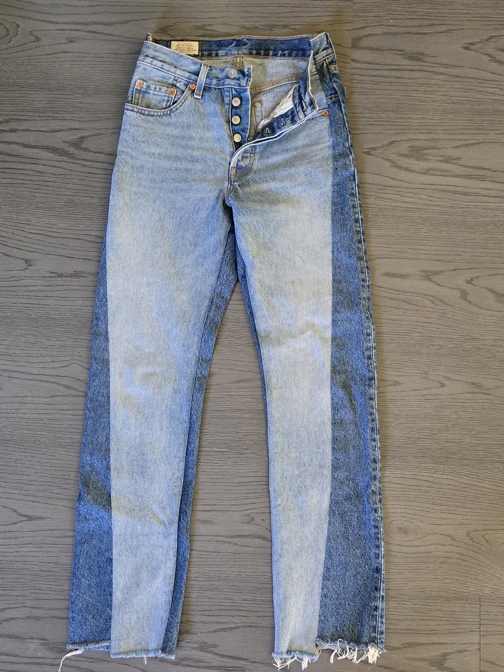 Levi's 501's, Two-Tone Spliced Deconstructed Streetwear Straightleg Jeans